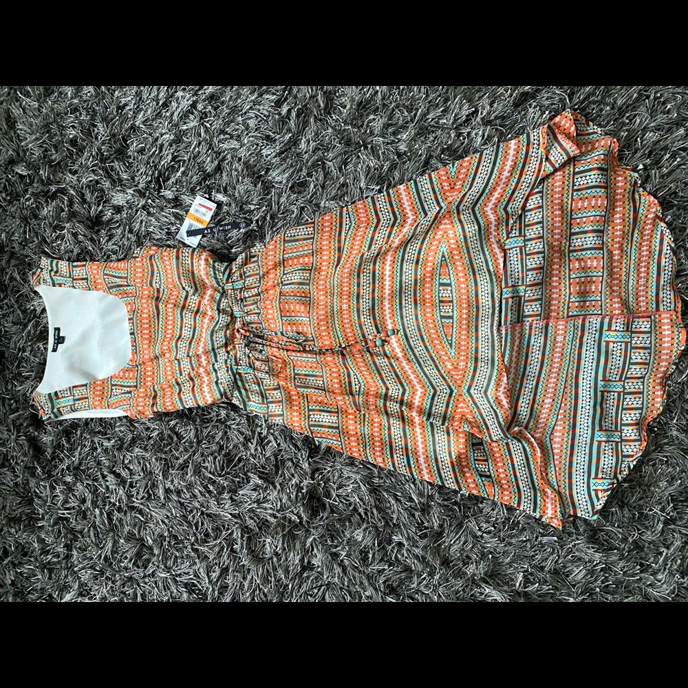 Multi-Color Sleeveless High Low Dress
